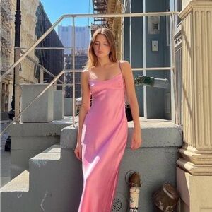 Elegant Pink Satin Dress
